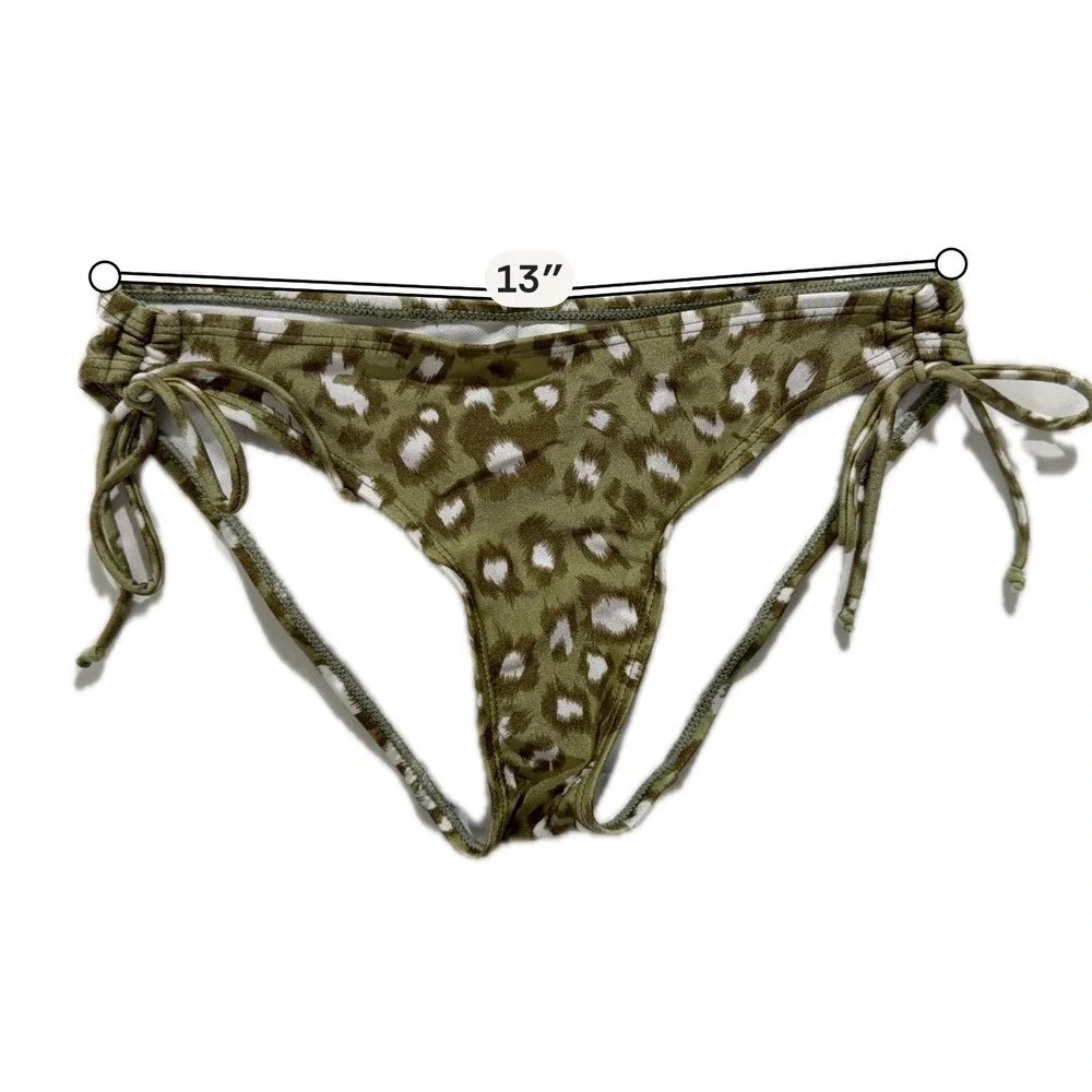 Molybell Olive Leopard Print Bikini Set Triangle Top Tie Side Bottoms S